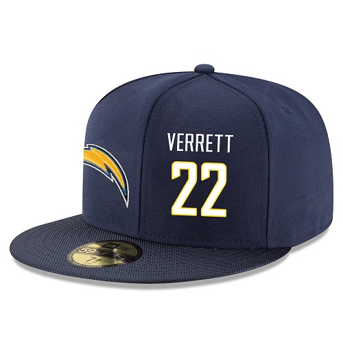 NFL Los Angeles Chargers #22 Jason Verrett Stitched Snapback Adjustable Player Rush Hat - Navy/White